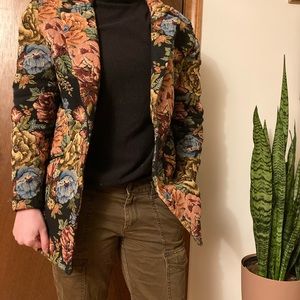 Vintage Sharon Young Floral Sports Jacket Blazer Coat